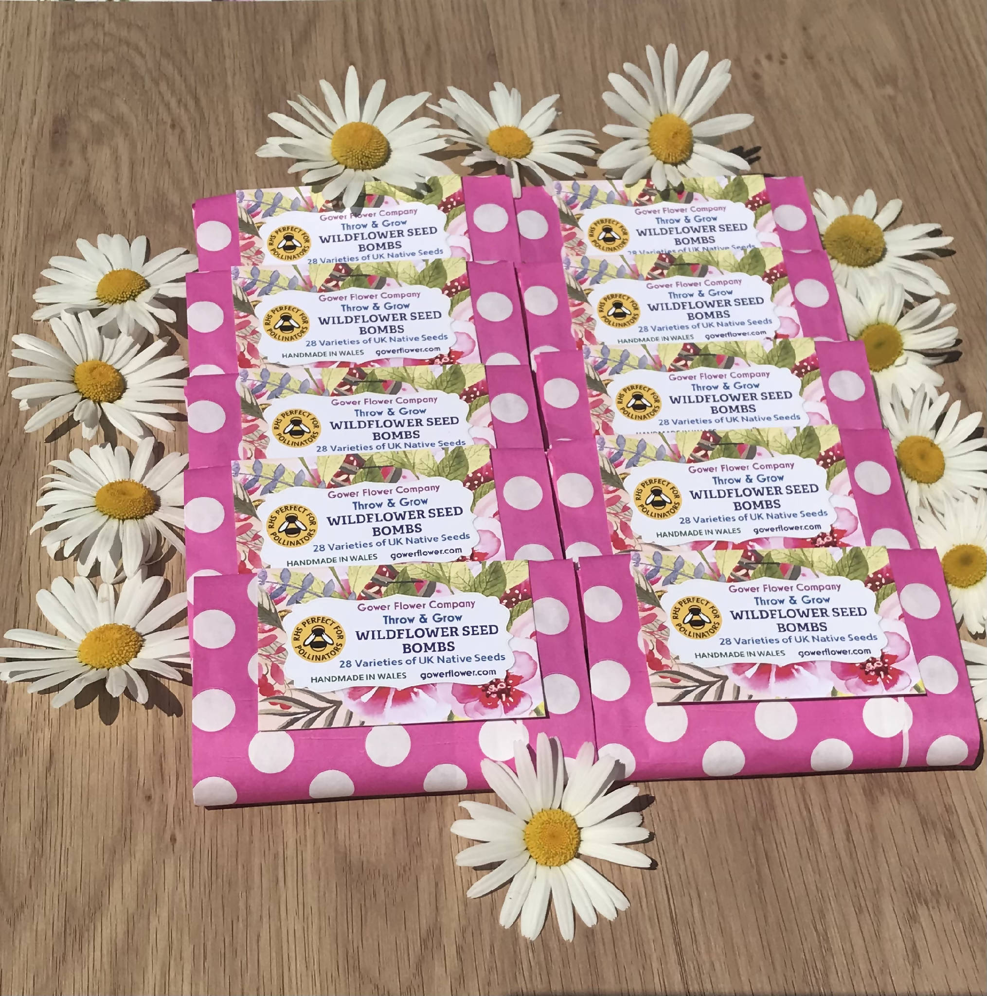 Wildflower Seed Bomb Party Pack - 10 packets each with 4 seed bombs and product card/instructions
