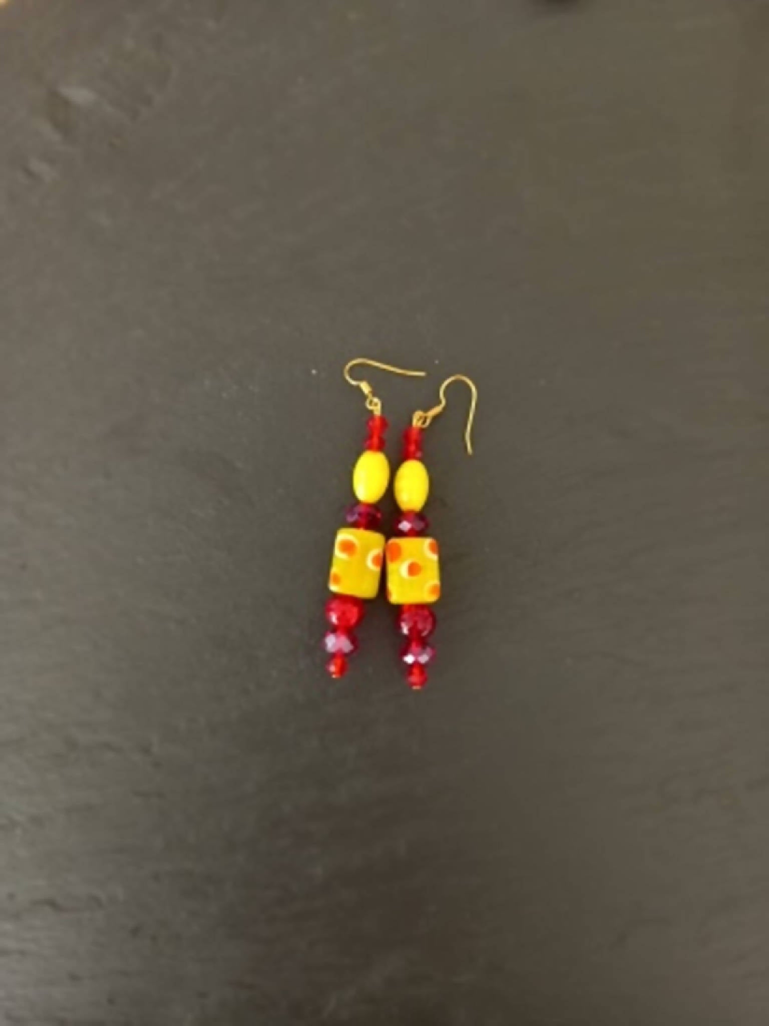 Yellow and Red Drop Earrings
