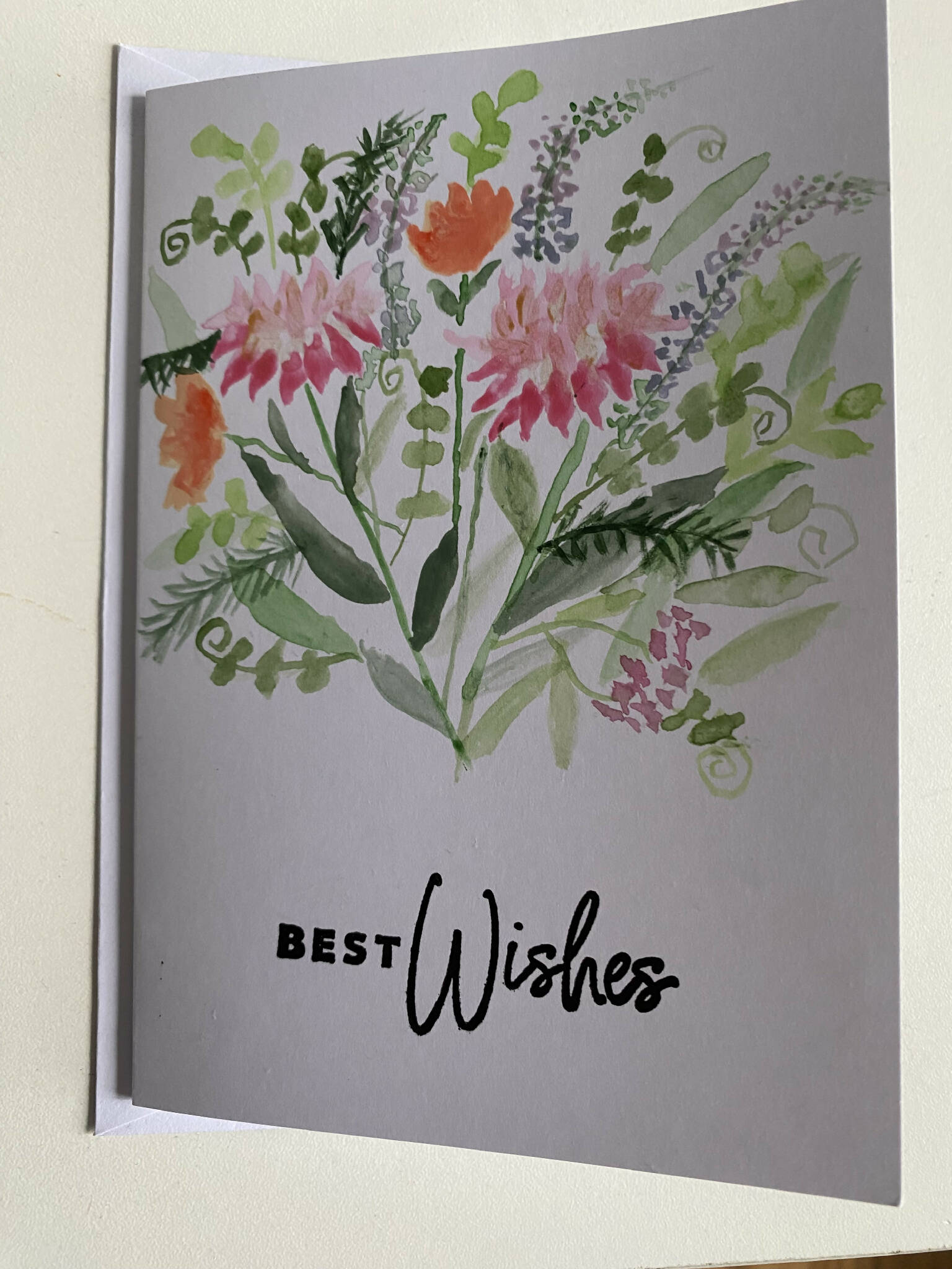 Watercolour floral bouquet greeting card