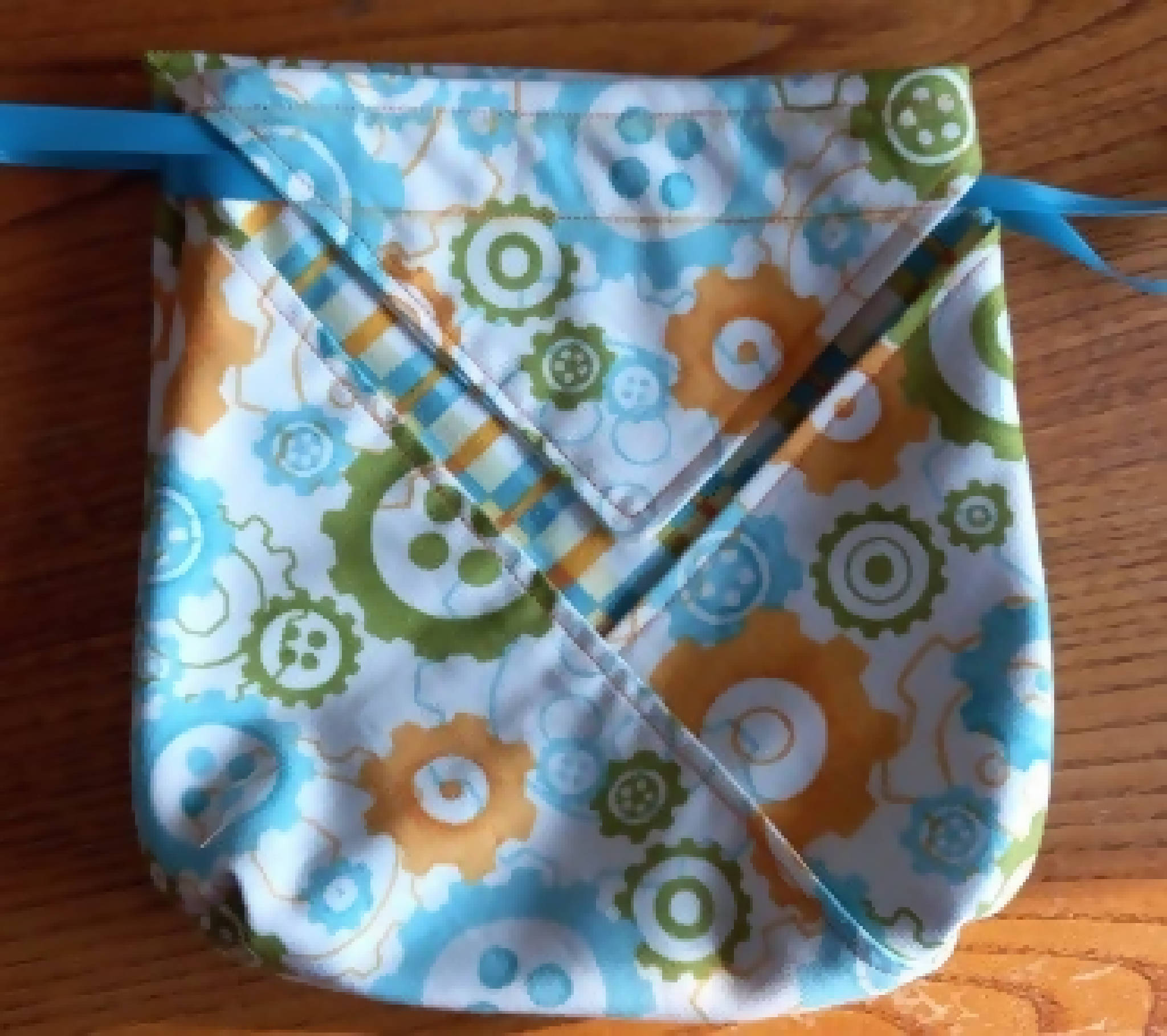 Cog Pattern Origami Drawstring Bag