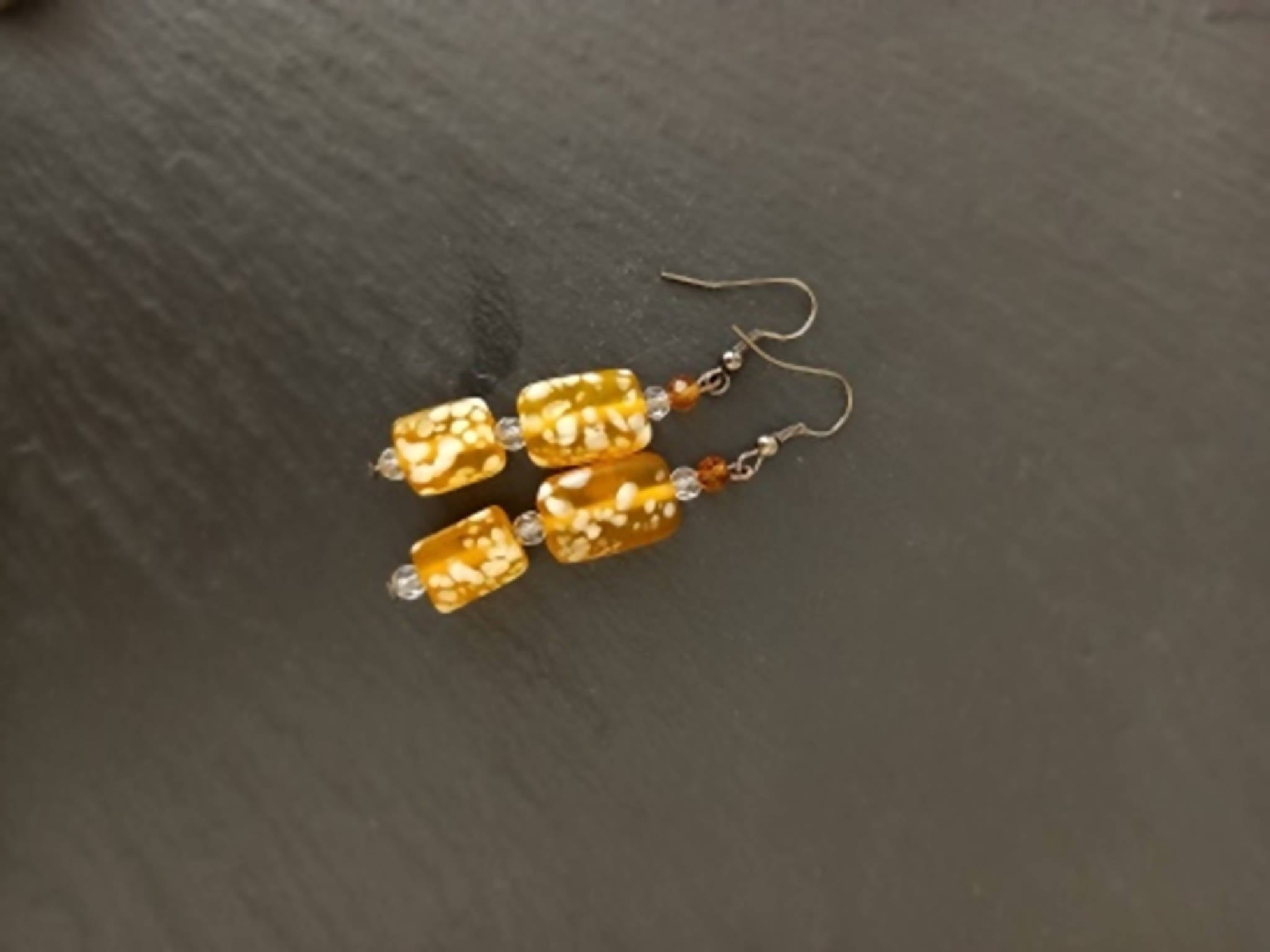 Yellow Splatter Pattern Earrings