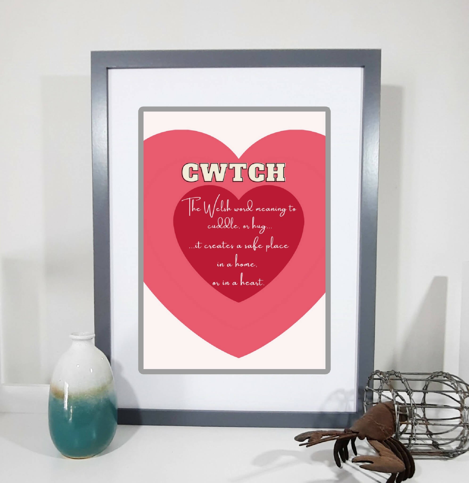 Definition of Cwtch, Welsh print, Cwtch print, Welsh Wall art, Welsh poster, Meaning of Cwtch, Digital Art, A5