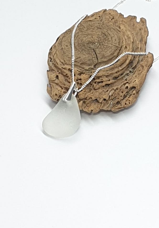 Simple Seaglass Pendant and Sterling Silver Chain