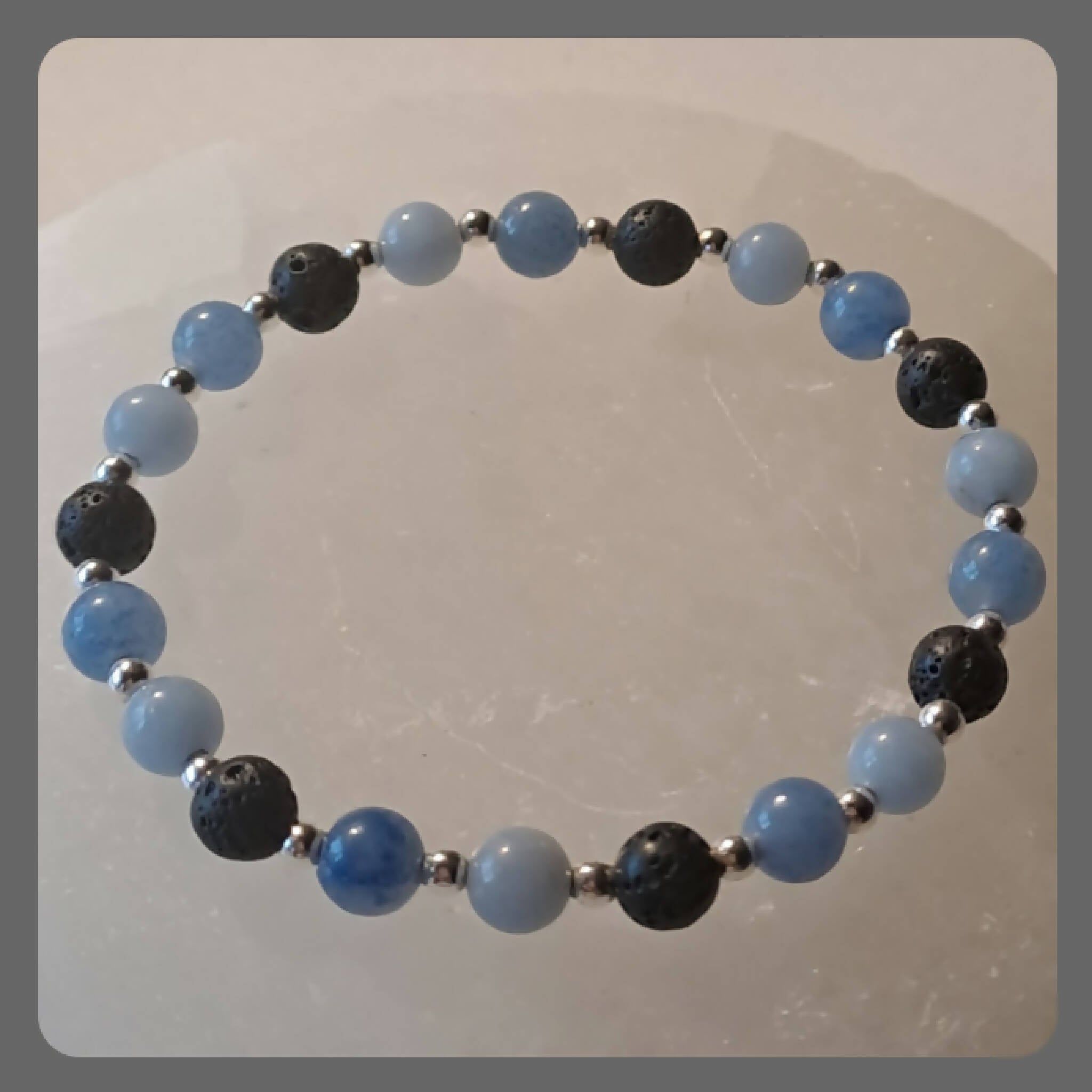 Aromatherapy bracelet with Angelite, Blue Aventurine and Sterling Silver