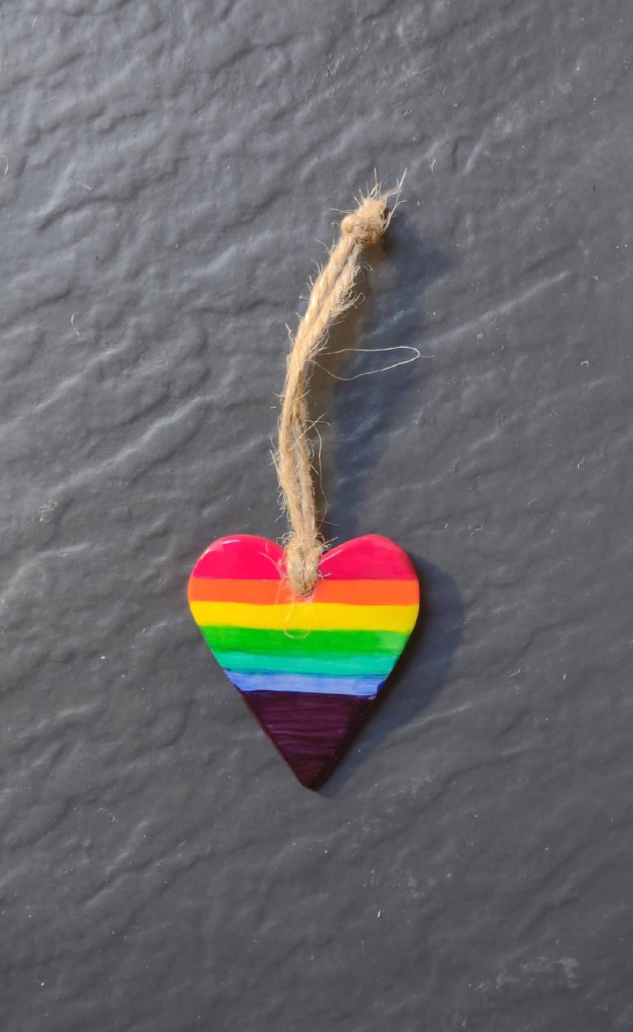 Clay Rainbow Heart Decoration