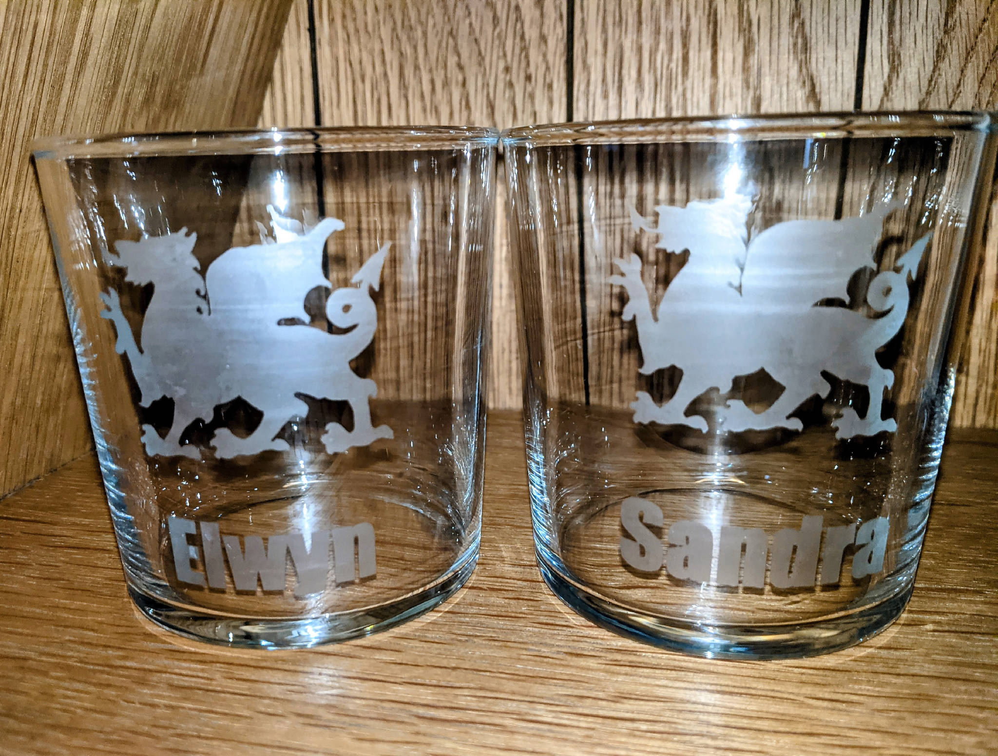 Personalised Welsh Dragon Etched Whisky Tumbler Style 2