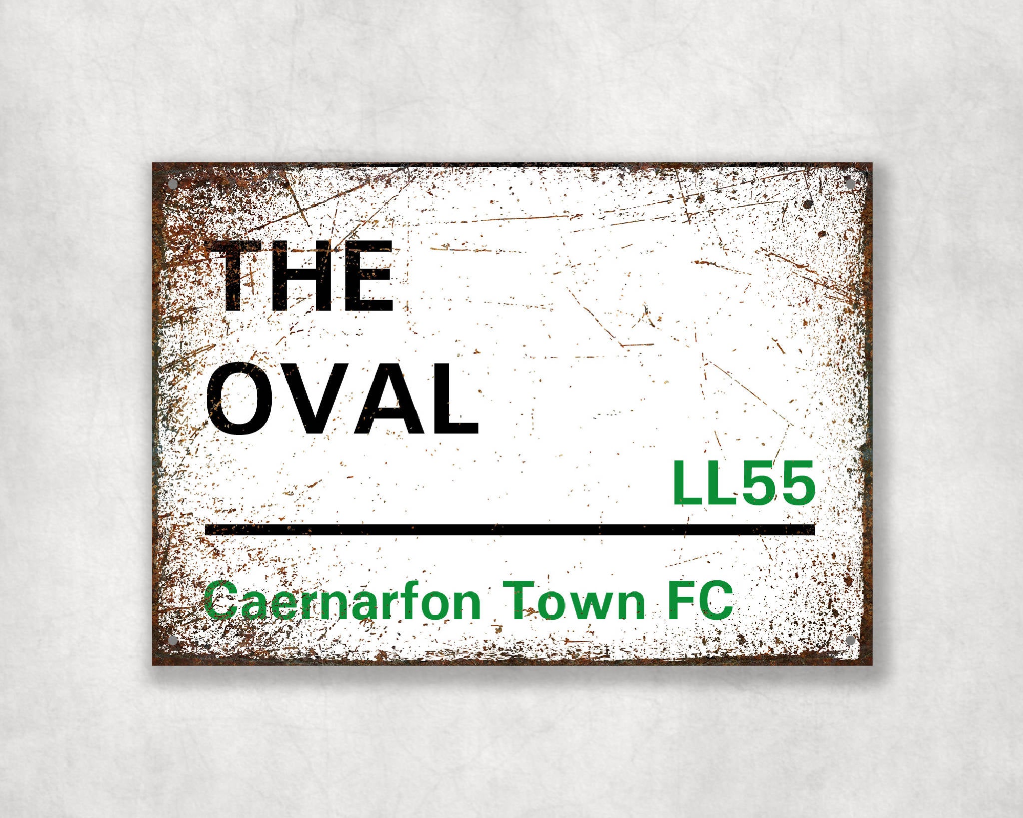 The Oval - Caernarfon Town FC aluminium printed metal street sign - gift, keepsake, football gift