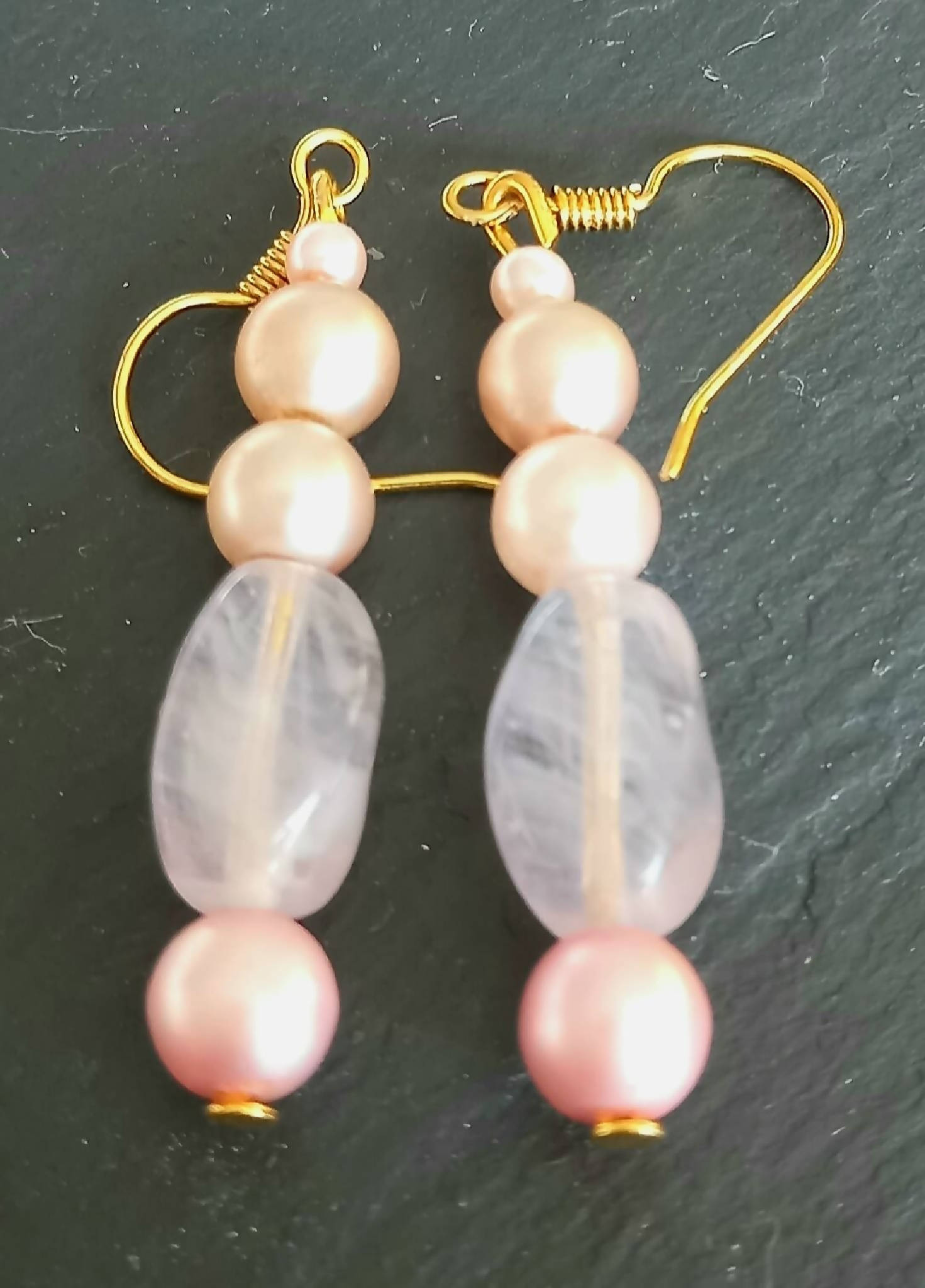 Earrings - Pale Pink Crystal and Pearl