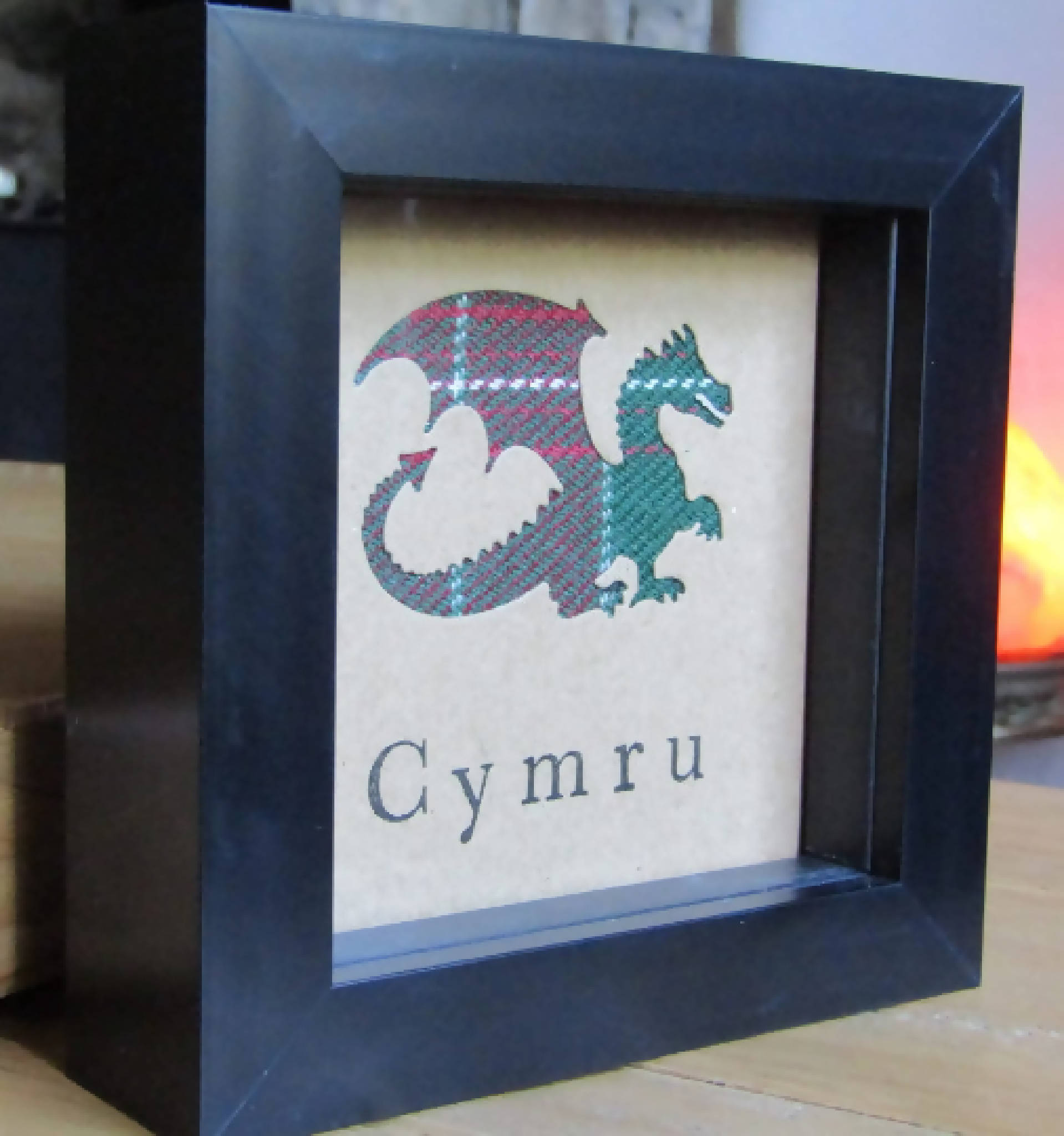 Welsh Tartan Framed Dragon