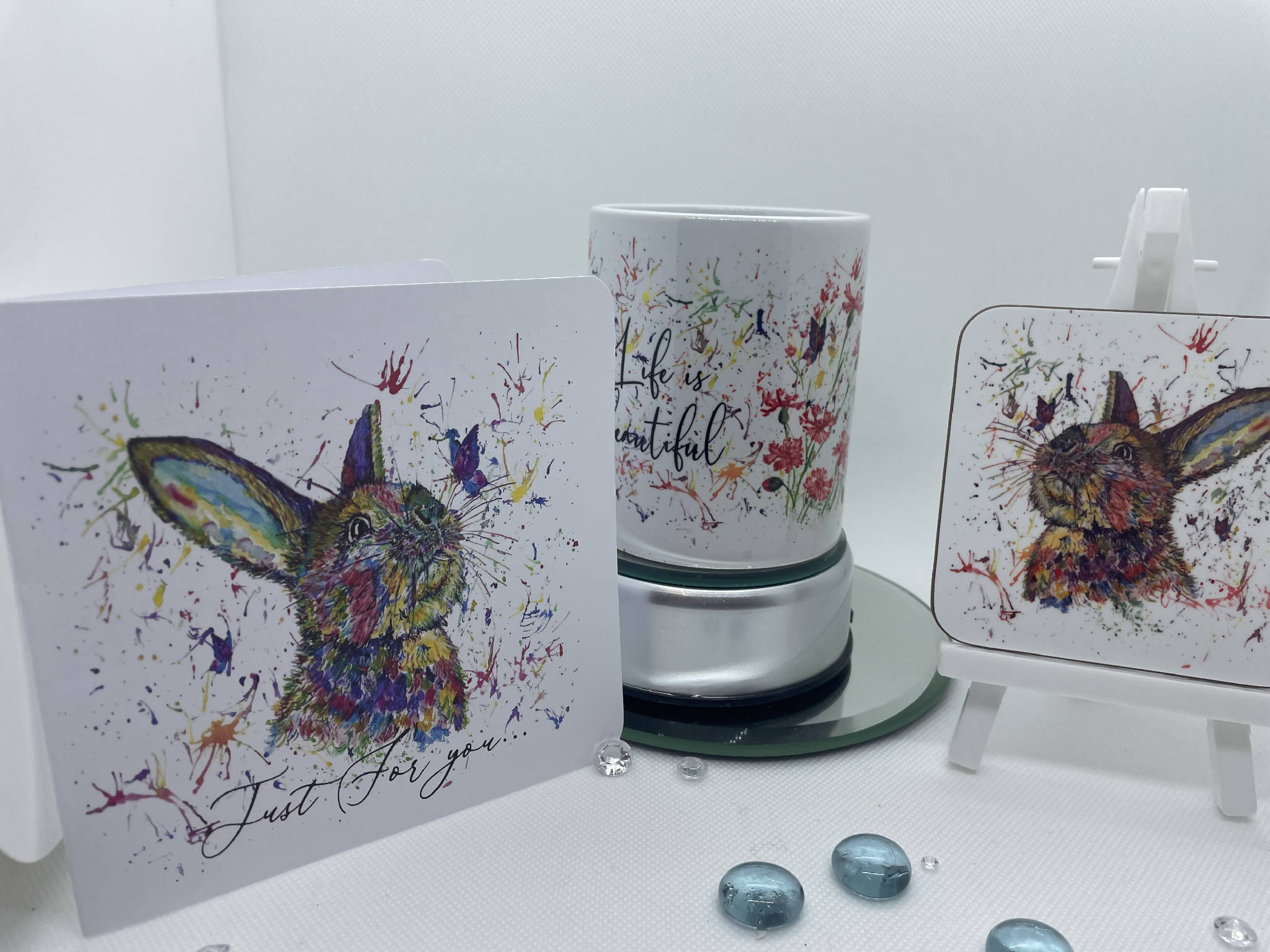 Rabbit Mug, Coaster & Card gift set