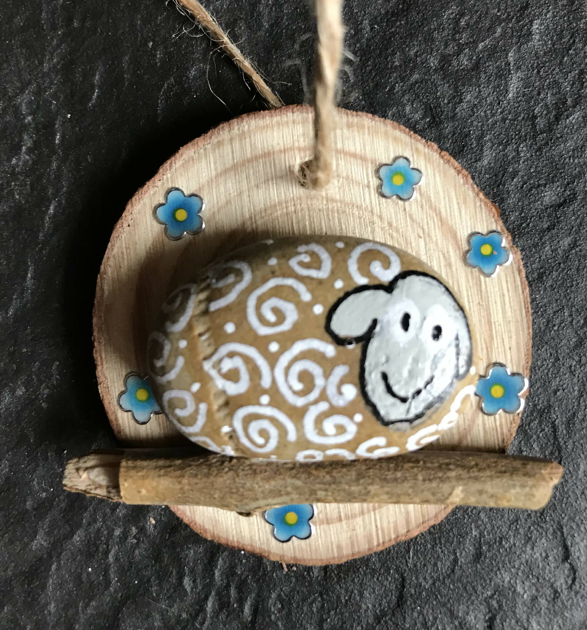 Spring/Easter sheep wood cookie hanging decoration