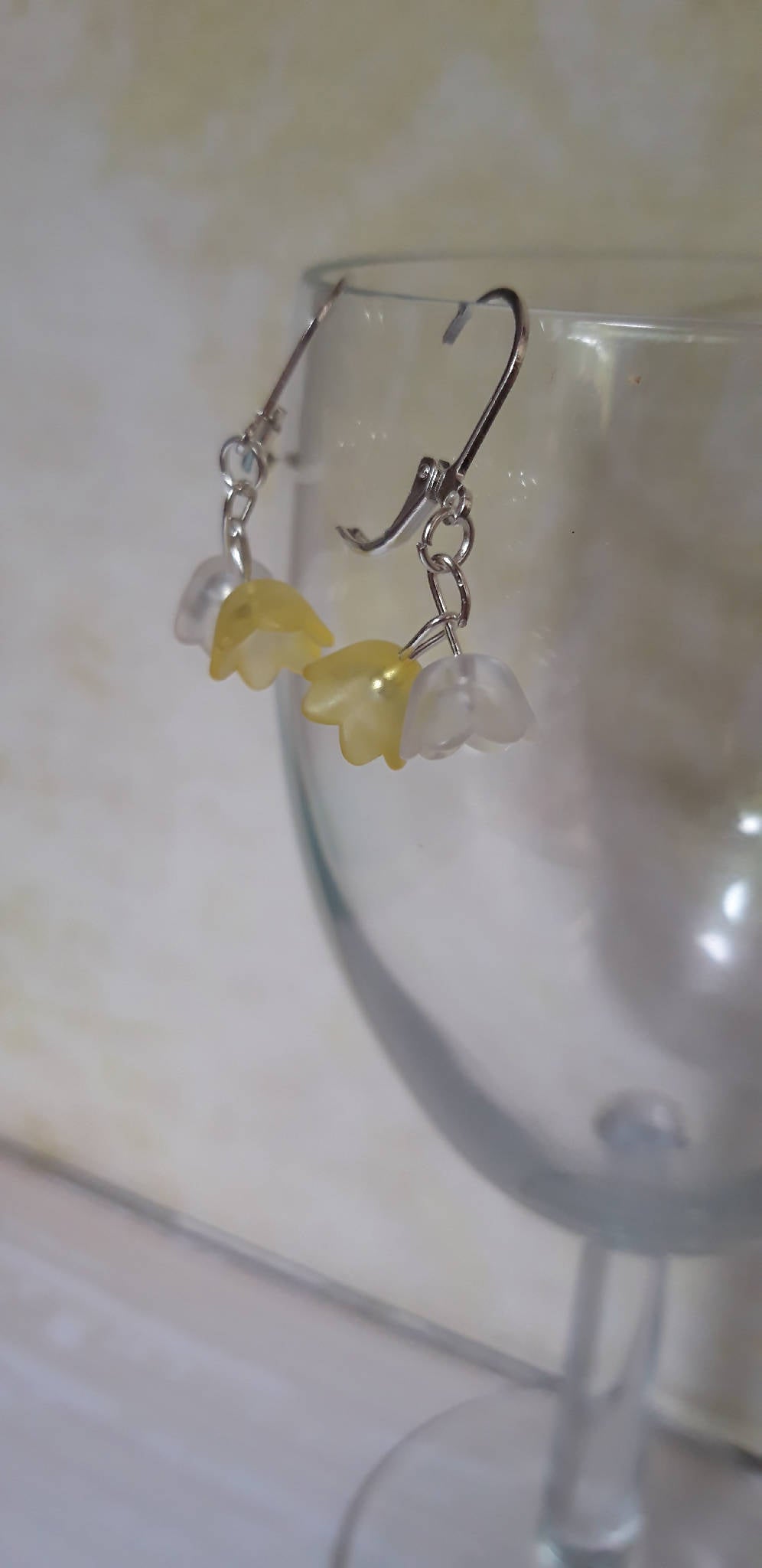 Yellow tulip necklace and earrings set