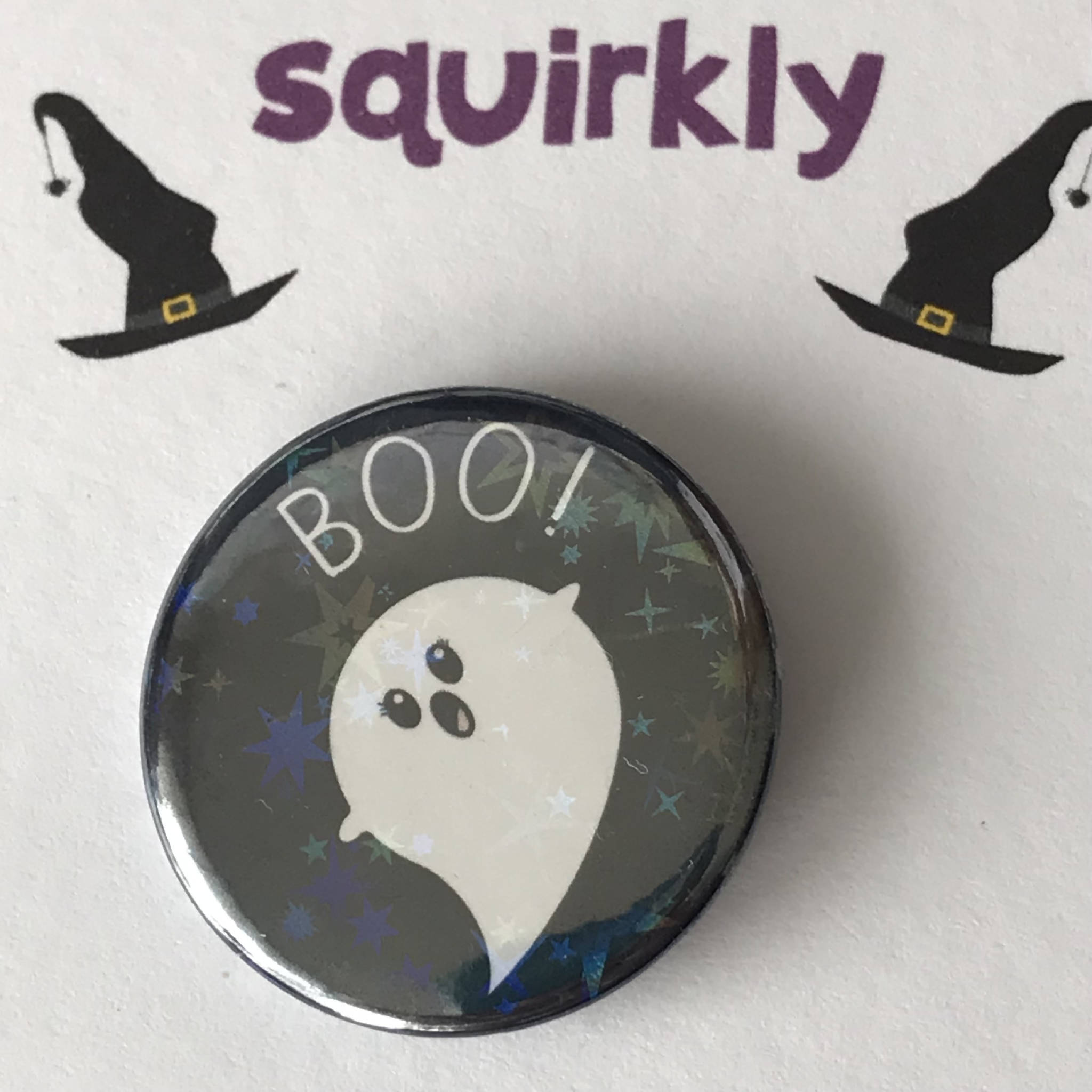 Ghost Halloween badge, cute ghost mini badge, 1" (2.5cm) pocket pebble or magnet.