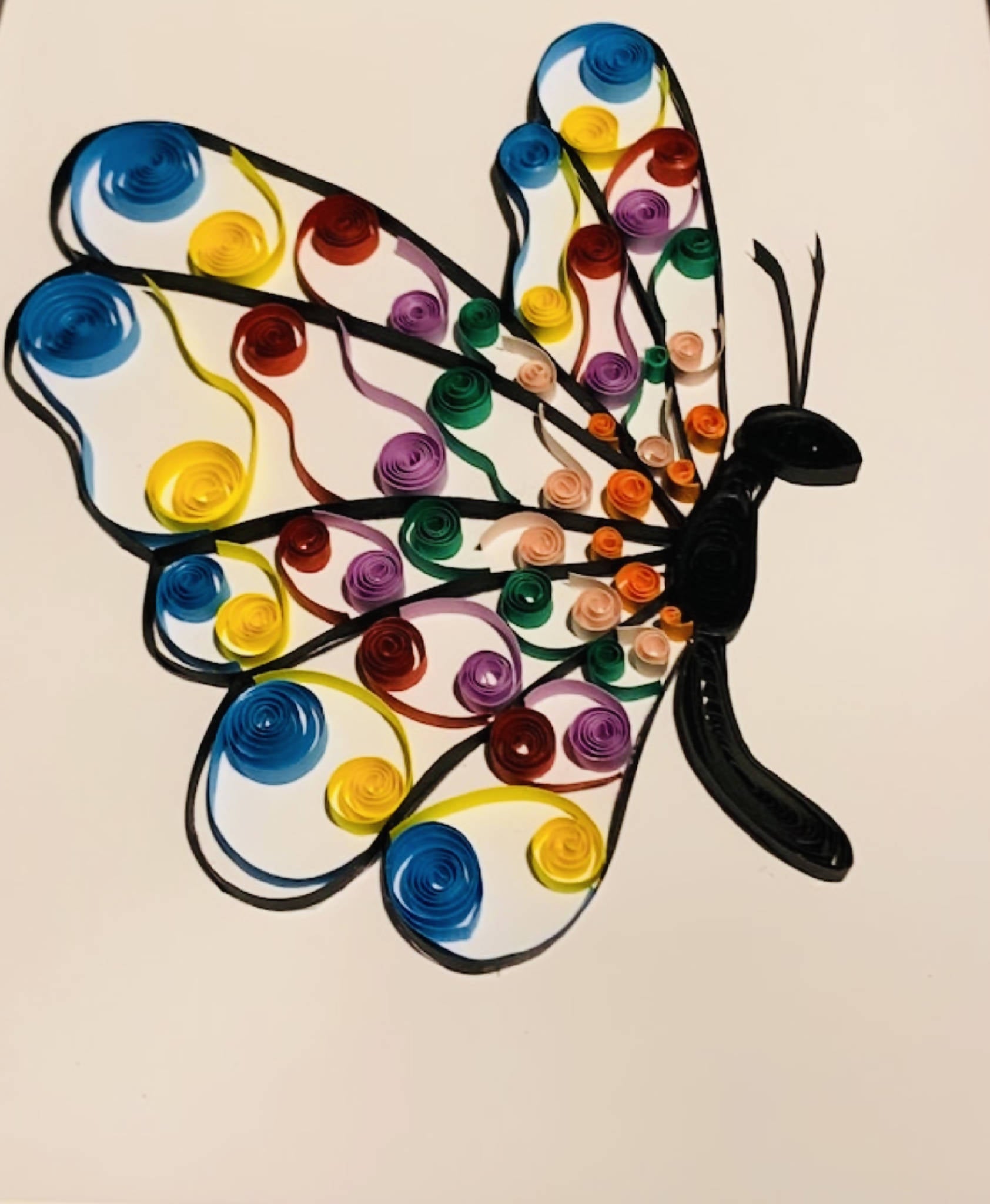 Quilled rainbow butterfly with white frame