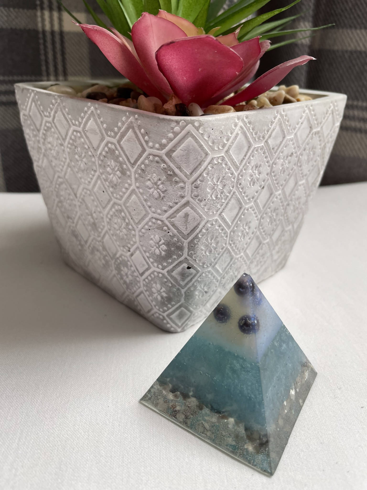 Blue and Silver Epoxy Resin Pyramid