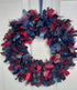 Rag Wreath in Navy and Red