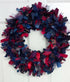 Rag Wreath in Navy and Red